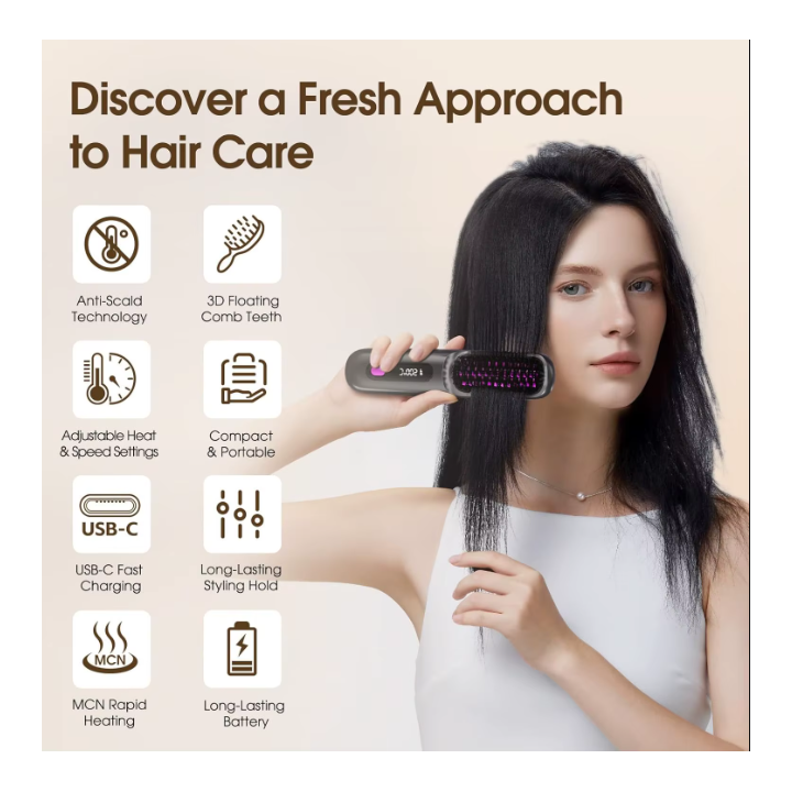 Brosse à lisser les cheveux avec écran LCD