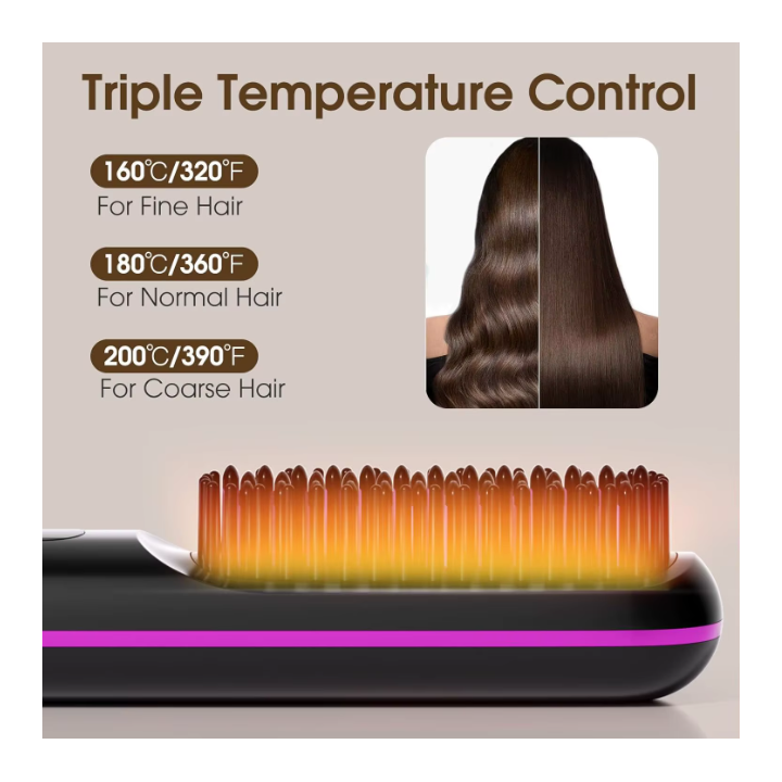 Brosse à lisser les cheveux avec écran LCD